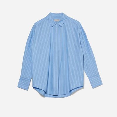 The Oversized Poplin Shirt | Powder Blue / White