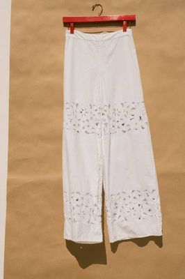 Scout Tie-Back Pant - White Cutwork (XS)
