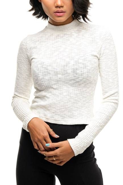 chenda mock neck rib top