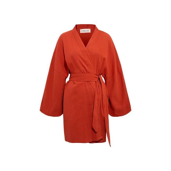 Alice Brick Color Crinkle Gauze Kimono - Chillax.co