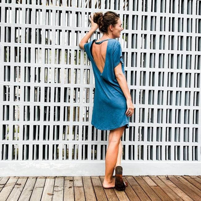 Jurk - gerecycled katoen (jersey) - kobalt blauw