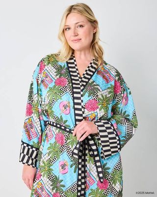 Barbie™ + Printfresh Retro Relaxation - Satin Robe - Retro Blue