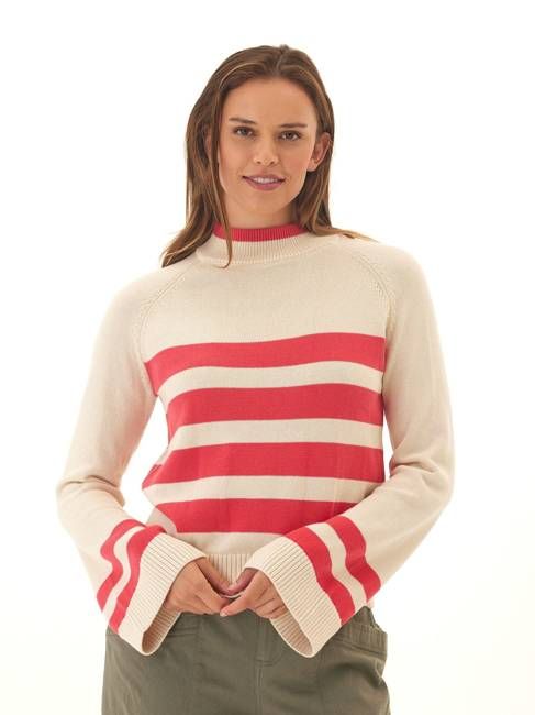 Saundra Striped Cotton Blend Raglan Sweater