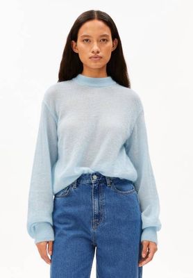 MOHAIR BLEND KNIT SWEATER | blue glow