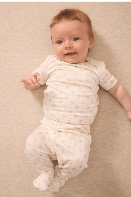 Blush Floret Short-Sleeve Baby Sleep Set