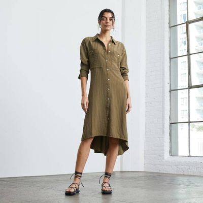 The City Stripe Draped Shirt Dress | Beech