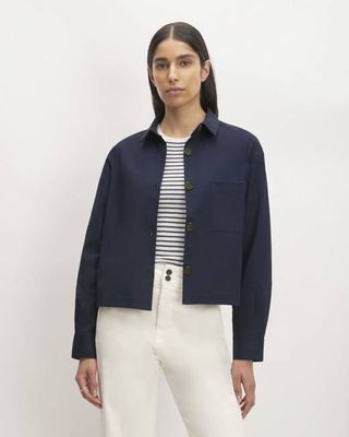 The Structured Cotton Cropped Shirt | Navy