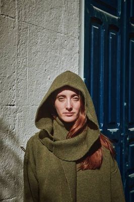 ROMANE 2-in-1 Scarf-Hat in Merino Wool - Olive Green