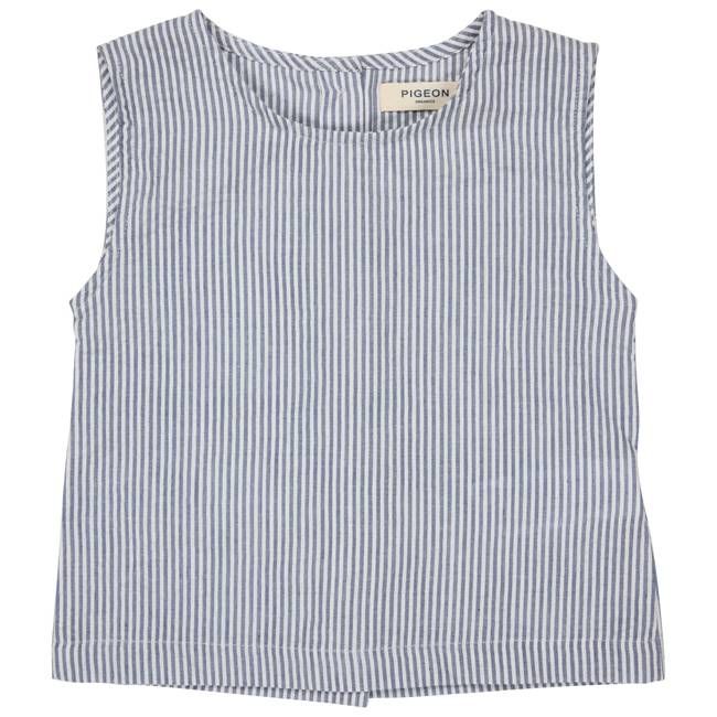 Summer Top (Seersucker Fine Stripe) - Indigo