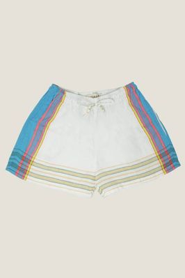 Kikoy Short Shorts | White/Turquoise
