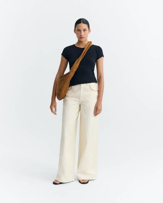 Hedda hand embroidered wide leg pants