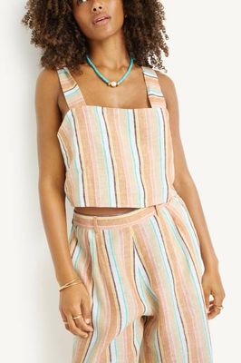 Tallows Crop Top - Sand Dunes Stripe Linen