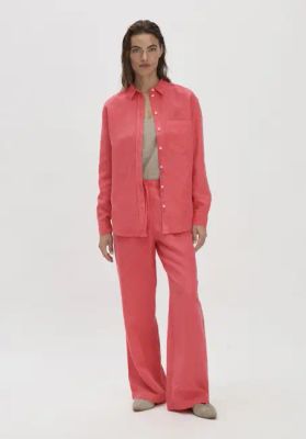 Straight Leg Relaxed Trousers made of TENCEL™ Lyocell with Linen
