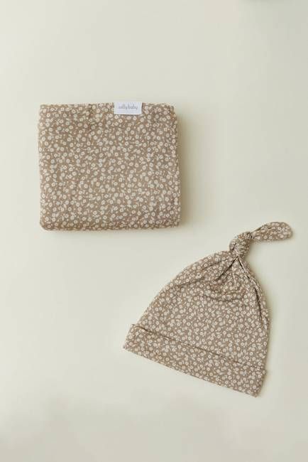 Cream Floral Swaddle + Hat Set