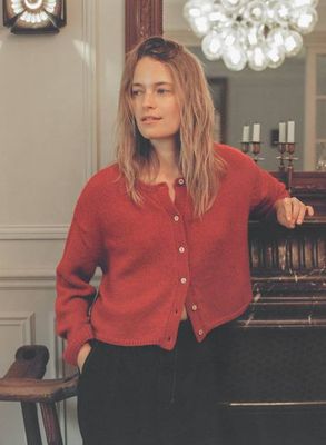 Everyday Cardigan, Baby Alpaca, Tomato