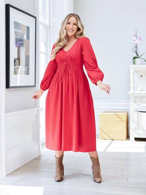 Miriam Red Seersucker Dress