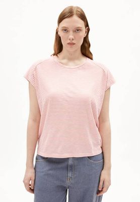 ONELIAA LOVELY STRIPES T-SHIRT | oatmilk-deep rosalilly