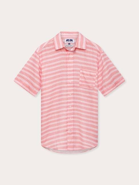 Men's Roseate Spoonbill Manjack Linen Shirt