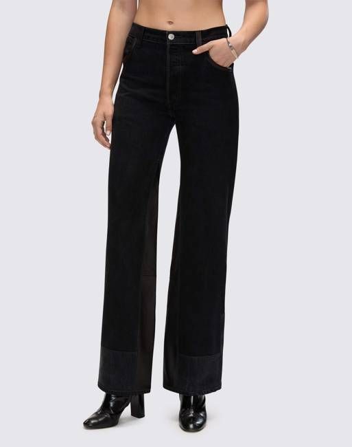 Levi's High Rise Wide Leg  - Black Leather