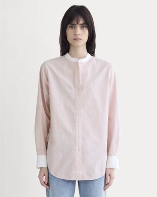 The Oversized Shirt in Ultrasoft Cotton | Pink / White