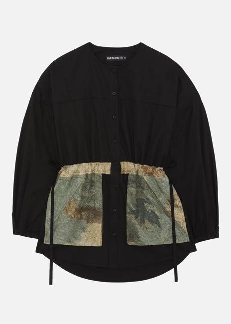 DAPPLE OFF-CUT SHIRT BLACK