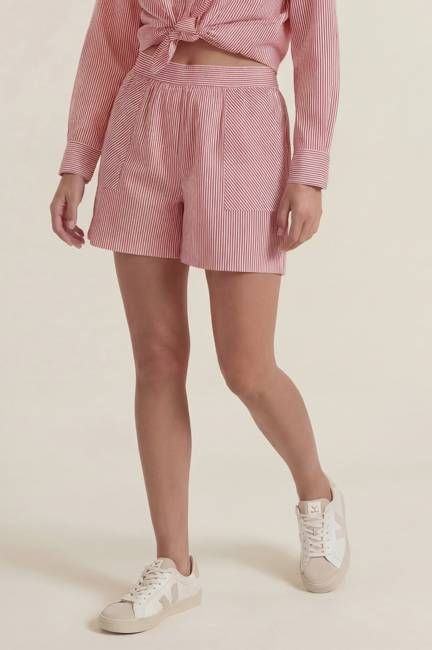 Cotton Stripe Short | Red/White