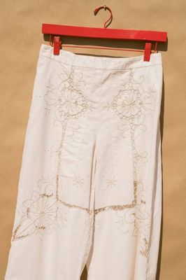Scout Tie-Back Pant - Ivory Cutwork (S #2)