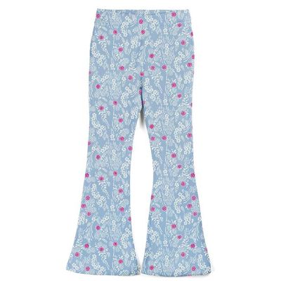 Kids Leggings: Organic Cotton Flared Yoga Pants: Cherry Blossom