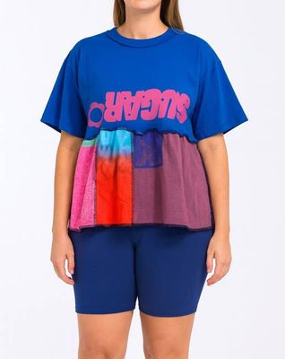 Blue Upcycled Ruffle T-Shirt by Constance Wilde