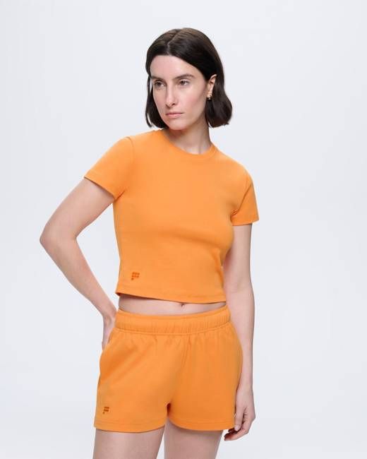 Womens Summer Cropped T-Shirt—Saffron Orange
