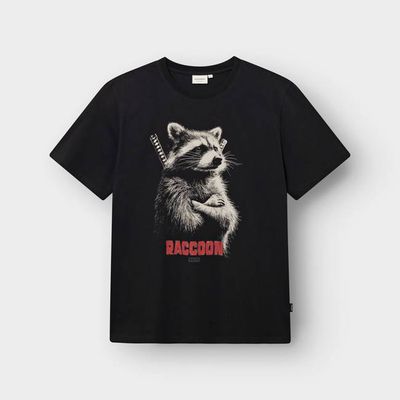 DEDICATED - T-shirt Stockholm Raccoon Black