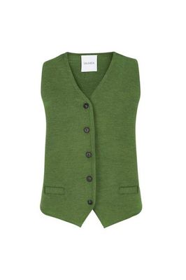 Galante Knitted 100% Merino Waistcoat Olive Green