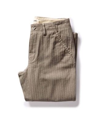 The Morse Pant in Smoked Olive Herringbone