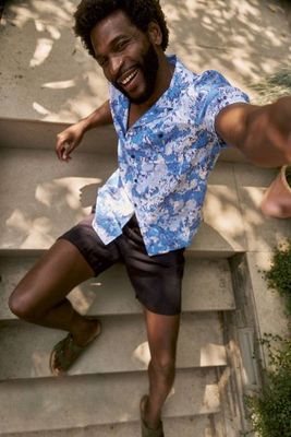 SPINDRIFT Printed Tencel Shirt - Acid Blue