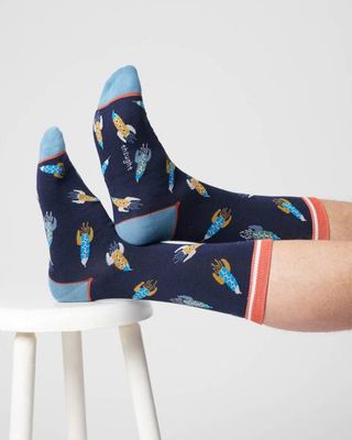 Mens Rocket Bamboo Socks - Indigo Blue
