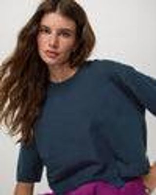 Women's Short Sleeve Heavyweight Crop Cotton Tee | Ink | Vuori