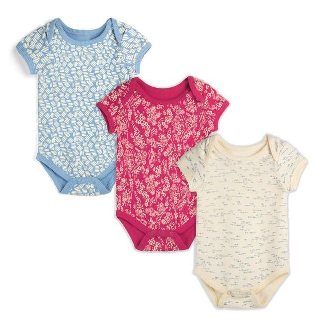 Organic Cotton Baby Bodysuits 3-Pack: Bunny Hop Combo