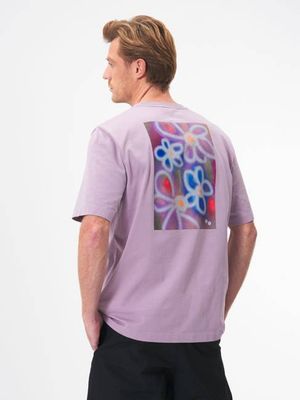 T-Shirt Cotton Graphic - Dusted Flowers Lilac (Male)