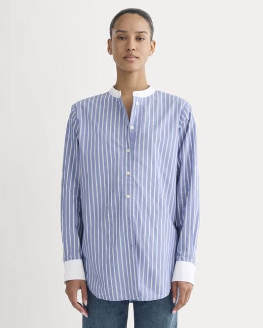 The Oversized Shirt in Ultrasoft Cotton | Dutch Blue / Bone
