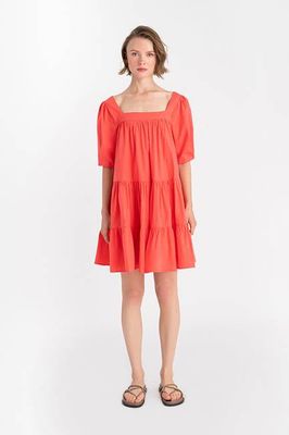 Mini Square Neck Dress - Cotton Poplin