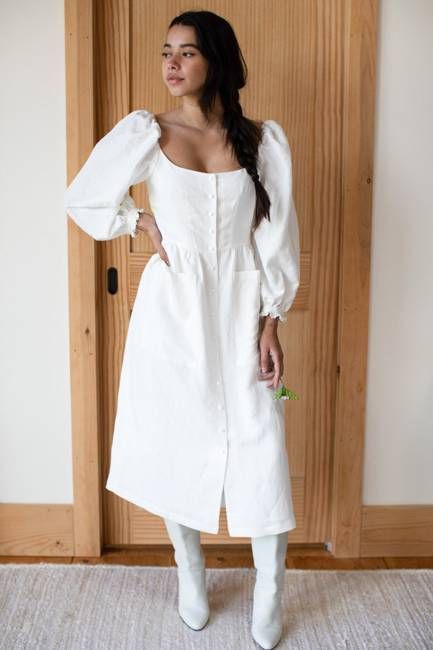 Hazel Dress - Salt Linen