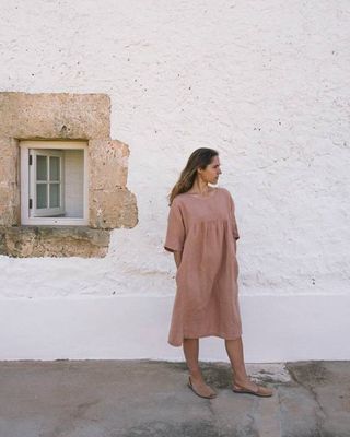 Kyoto - Linen Dress in Dusty Rose