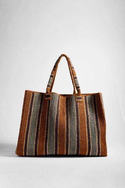 Large Raffia Tote Bag in Tobacco