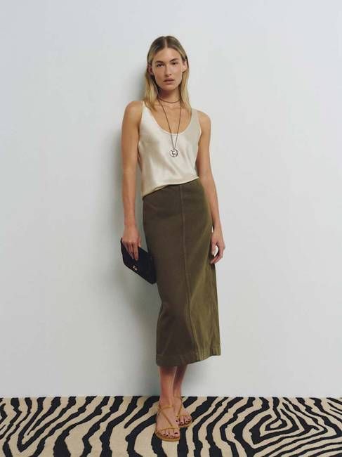 Regina Mid Rise Midi Skirt