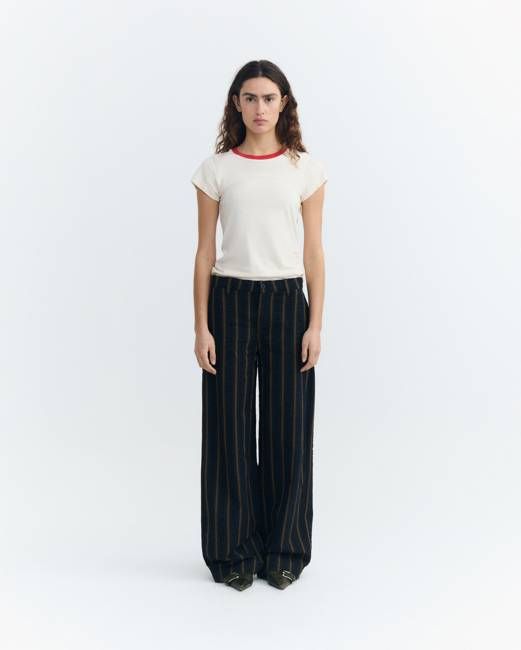 Serena striped seersucker straight pants