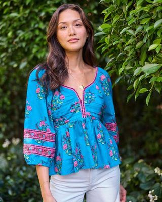Salt Air Flowers - Jasmine Blouse - Summer Blue