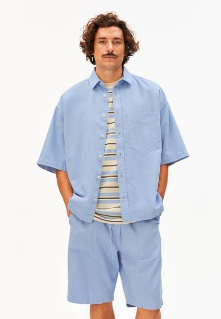 COTTON LINO SHORTSLEEVE SHIRT | wedgwood