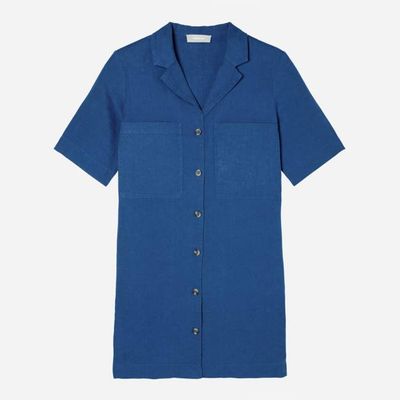 The Linen Workwear Dress | Deep Blue