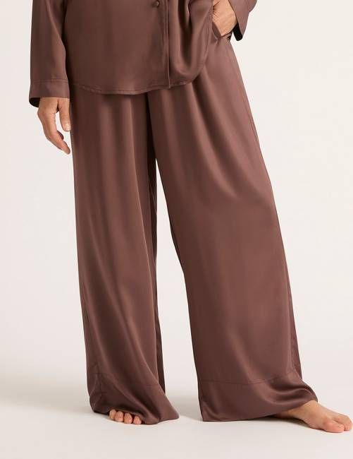 Vegan Silk Wide Leg Pant - Garnet