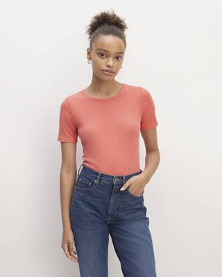 The Luxe Rib Crew | Coral